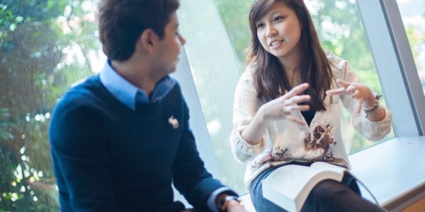 Students discussing SMU Pathfinders Programme