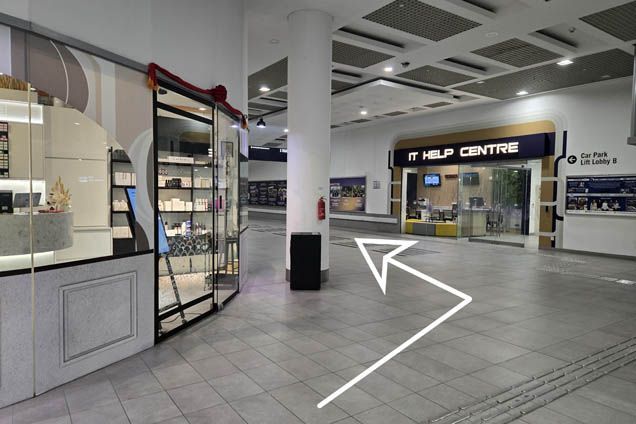 Turn left when you see IT Help Centre.