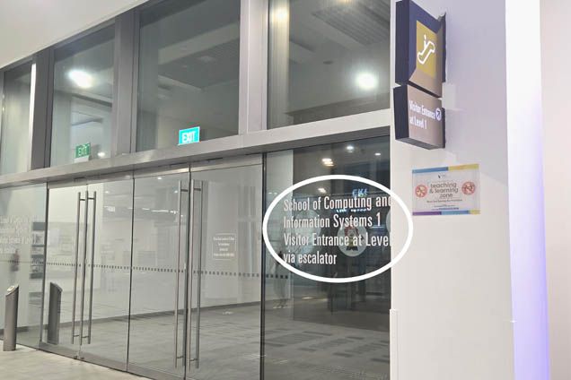 Exit throught the glass doors