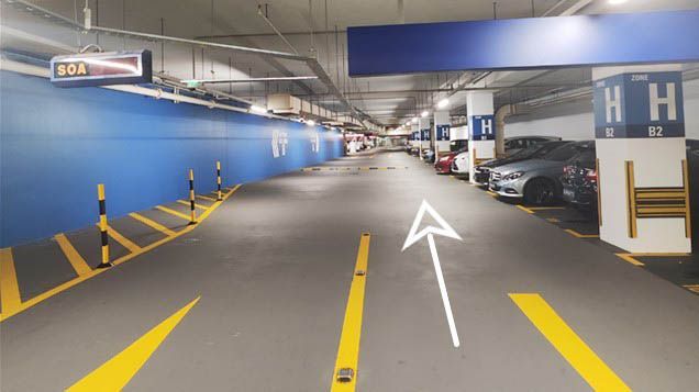 Drive straight to Lift Lobby A