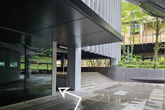 Walk past the pillars and turn left