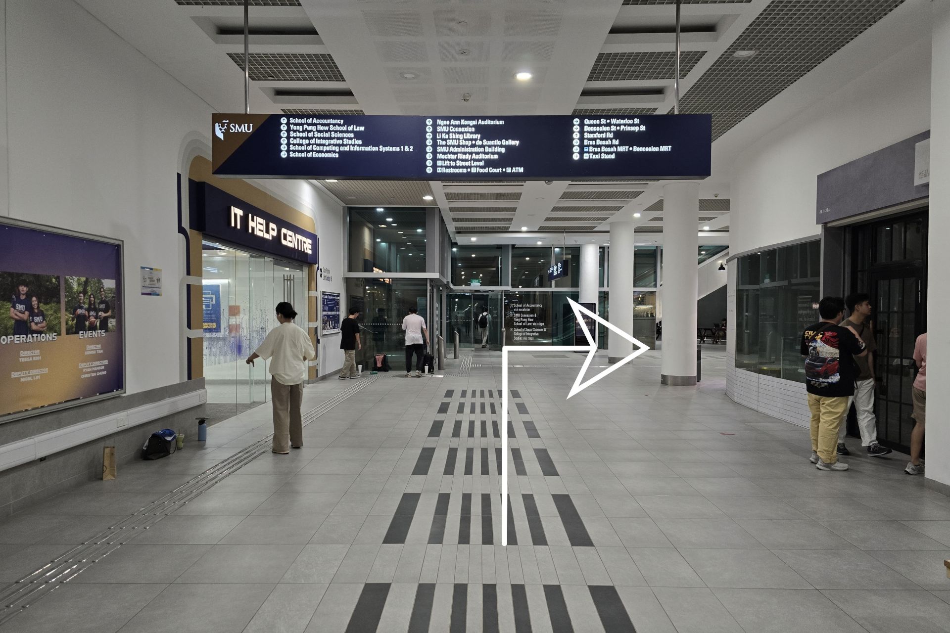 Exit from door on your left