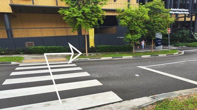 Turn right after the zebra crossing