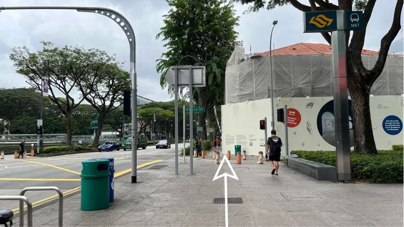 Continue walk from bus stop Aft Bras Basah Stn Exit A