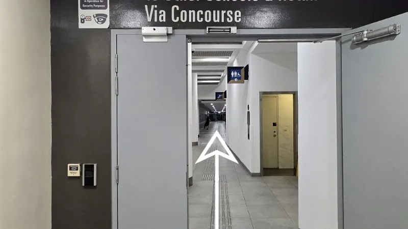 Exit through glass doors