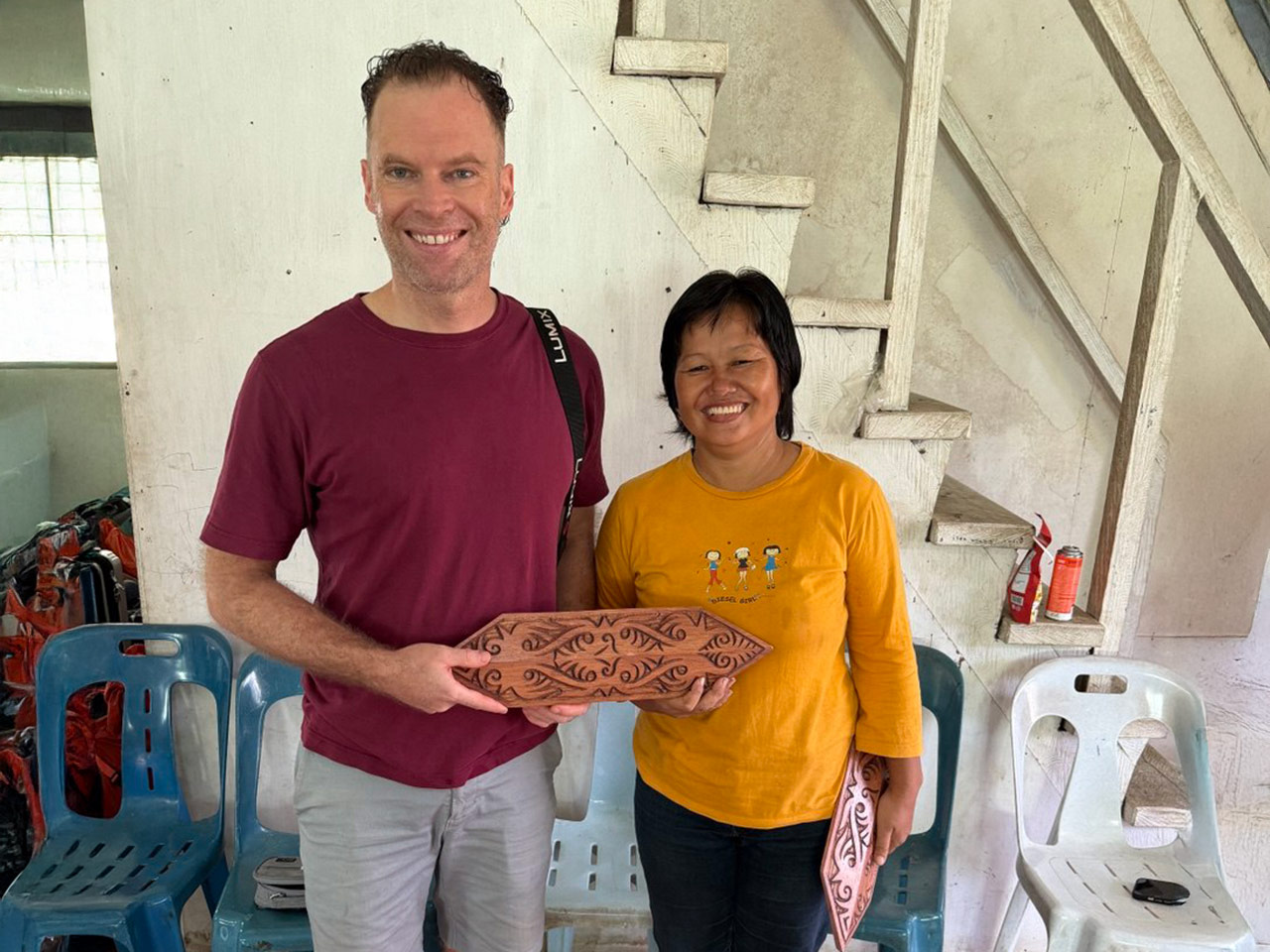 Author with a participant